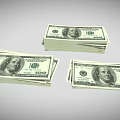 Stacked 100 Dollar Bills Bundles With US Currency Design And Franklin Portrait