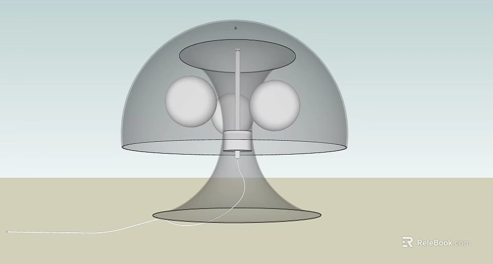 Modern Table Lamp With Transparent Shade And Two Circular Elements On Stable Base 3d model 