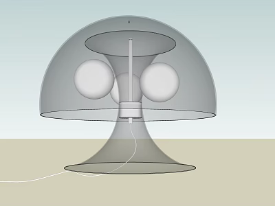 Modern Table Lamp With Transparent Shade And Two Circular Elements On Stable Base 3d model