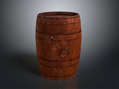 Vintage Wooden Barrel With Rustic Hoops And Textured Surface Design 3d model