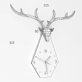 Modern Deer Head Shape Wall Decor With Golden Antlers White Head And Clock