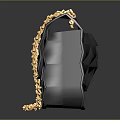 Stylish Black Diamond Pattern Handbag With Gold Chain Strap And Metal Clasp