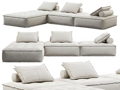 Sectional Sofa Modern Design With Comfortable Cushions Modular Seating And Neutral Upholstery 3d model