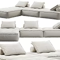 Sectional Sofa Modern Design With Comfortable Cushions Modular Seating And Neutral Upholstery 3d model