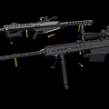 Black Sniper Rifles Detailed Showcase With Scopes Magazines And Bipods