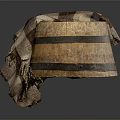 Rustic Wooden Barrel With Plaid Scarf Draped Over Top Vintage Household Item