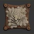 Layered Stone Decorative Ornament with Red Wooden Base and Stacked Design