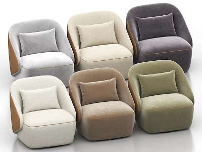 Modern Single Seater Sofa Collection With Various Colors And Accent Pillows 3d model