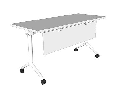 Mobile Conference Table With Gray Tabletop And Rolling Wheels For Office Meetings 3d model