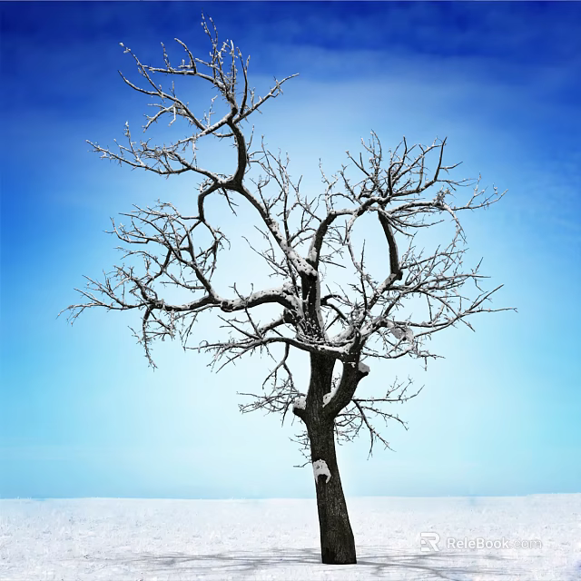 Leafless Arbor With Snow Covered Branches Against Blue Sky Background 3d model 