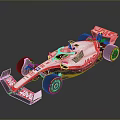 HAAS Formula One Racing Car White Red Aerodynamic Design With Black Tires Sleek Livery