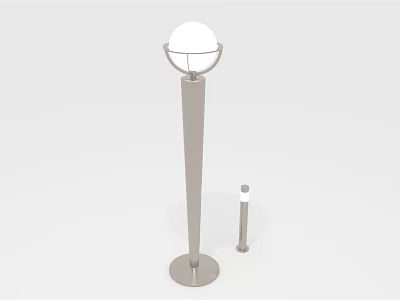 Modern Silver Floor Lamp With Spherical Shade Slender Pole Round Base And Small Decor Column 3d model