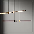 Modern Linear Chandelier In Brass With Crystal Accents For Minimalist Interior Design