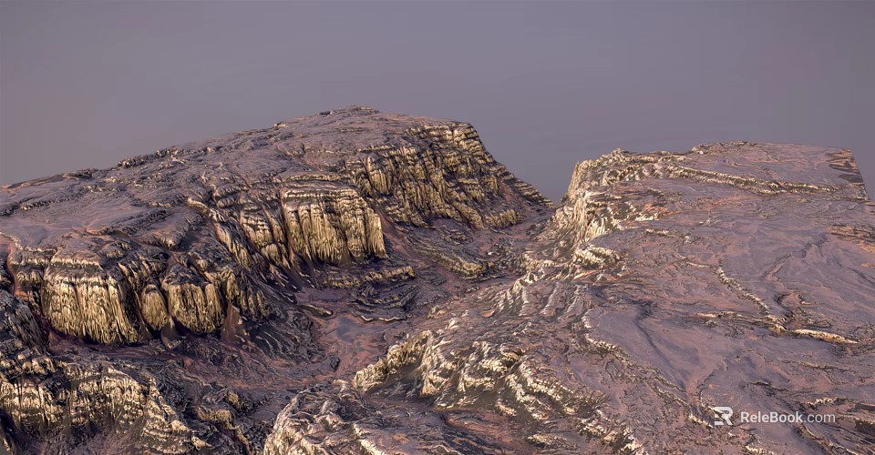 Rugged Mountain Landscape With Rocky Cliffs Sunlit Peaks And Natural Terrain Views 3d model 