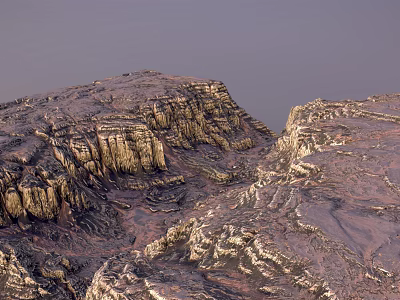 Rugged Mountain Landscape With Rocky Cliffs Sunlit Peaks And Natural Terrain Views 3d model