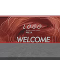 Creative Photo Spot With Red Frame Illuminated Wavy Lines LOGO And WELCOME