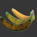 Fresh Bananas in Yellow and Brown Hues Showing Various Ripeness Stages on Black Background