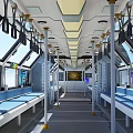Futuristic Dark Colored Metro Train With Multiple Windows On Smooth Ground And Gradient Sky 3d model