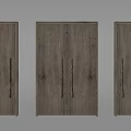 Three Rustic Wooden Swing Doors With Natural Wood Grain And Simple Handle Design