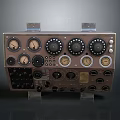 Vintage Industrial Metal Control Panel With Knobs Gauges And Buttons 3d model
