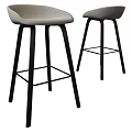 Modern Bar Stools With Gray Seat And Black Metal Frame Design