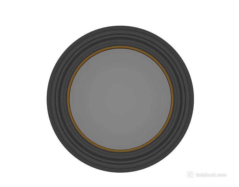 Round Mirror With Black Frame And Gold Inner Trim For Wall Decor 3d model 