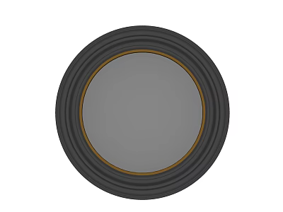 Round Mirror With Black Frame And Gold Inner Trim For Wall Decor 3d model