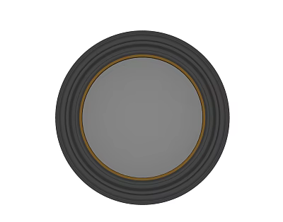 Round Mirror With Black Frame And Gold Inner Trim For Wall Decor 3d model
