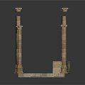 Classical Architectural Structure Featuring Brown Stone Columns With Capitals And L Shaped Pedestals