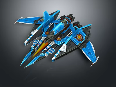 Futuristic Blue Fighter Jet With Aerodynamic Shape And Stylish Details 3d model