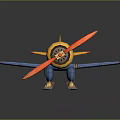 Blue and Yellow Vintage Propeller Passenger Airplane With Ski Landing Gear