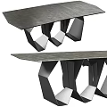 Modern Dining Table Set With Brown Upholstered Chairs And Black Metal Legs