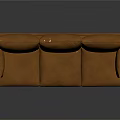 Modern Orange Leather Three Seater Sofa With Metal Legs And Simple Design