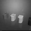 Modern Toilet and Sink Design in White and Gray on Dark Background