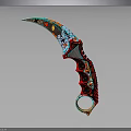 Unique Colorful Graffiti Karambit Knife Featuring Curved Blade And Ring Handle