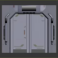 Futuristic Architectural Metal Door Design With Double Panels And Structural Vents 3d model