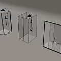 Transparent Glass Shower Partitions With Black Frames And Three Designs 3d model
