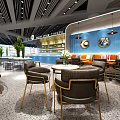 Modern Spacious Café Interior With Plants Seating Area And Enjoy Your Coffee Sign