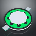 Green Circular Weapon With Octagonal White Center Black Dots And Side Panels 3d model