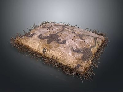 Decorative Fringed Edges Pillow In Neutral Tone With Intricate Patterned Design 3d model