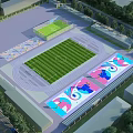 Modern Outdoor Sports Complex With Football Pitch Running Track And Vibrant Painted Public Activity Zones