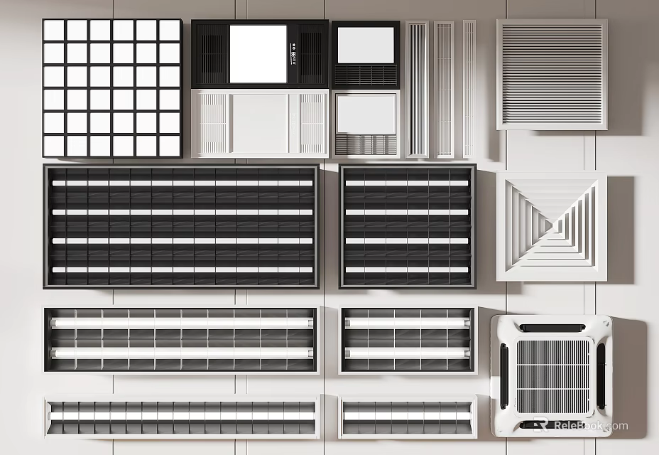 Various Modern Grille Lights With Different Designs For Home Office Interior Lighting 3d model 