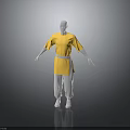 White Mannequin Wearing Yellow Top With White Belt And White Pants