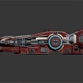Red And White Sci Fi Spaceship Model With Multiple Engines And Transparent Cockpit 3d model
