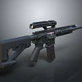 Modern Tactical Rifle With Black Finish Rail System And Scope Attachment