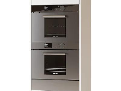 Modern Kitchen Appliances With Stacked Built in Double Ovens Stainless Steel Design 3d model
