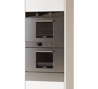 Modern Kitchen Appliances With Stacked Built in Double Ovens Stainless Steel Design 3d model