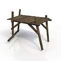 Rustic Wooden Home Furniture Table With Plank Top And Crossed Legs Design