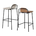 Modern Bar Stools With Black Metal Frame And Beige Brown Fabric Seats