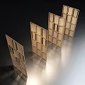 Wooden Room Dividers With Grid Design And Foldable Structure Light Shadow Effect 3d model